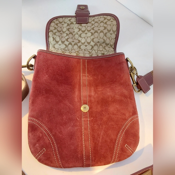 Coach Rust Brown Suede Crossbody Bag - Picture 12 of 16